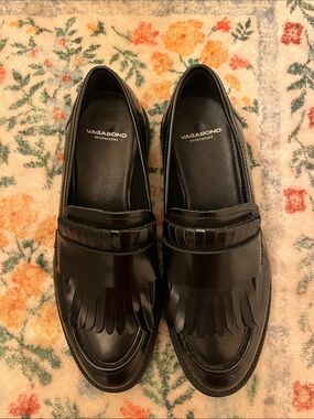 Vagabond Alex Fringe Loafers Black Leather EU 38